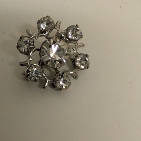 Silver Pin Brooch Lot - Clear Rhinestone Rhinestone Clover - Picture 3 of 5